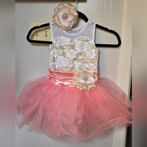 Weissman Gold and Pink Lace Dance Costume